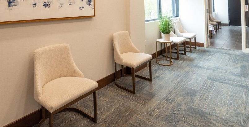 Empty chairs in reception area