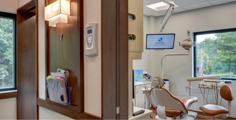 Hallway looking into dental treatment room