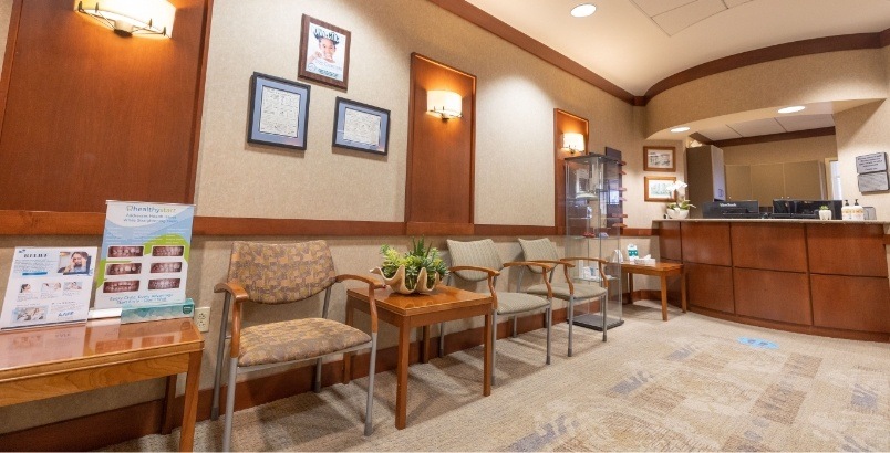 Welcoming reception area at Blue Back Dental