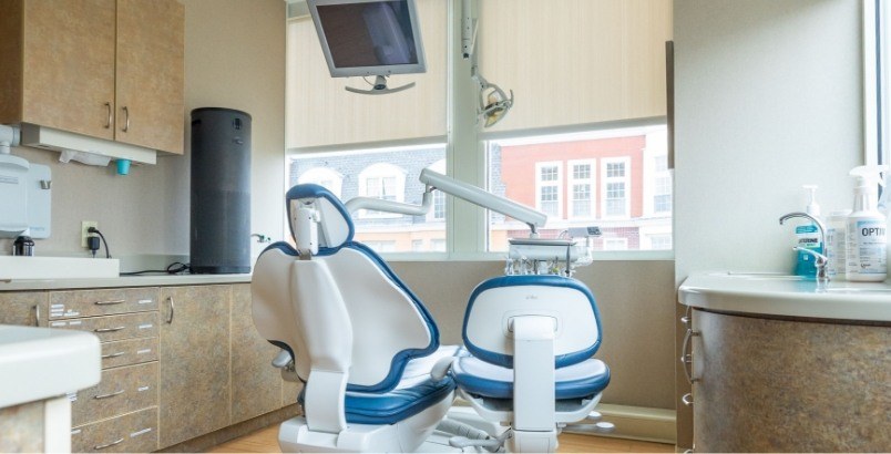 Two dental chairs next to each other