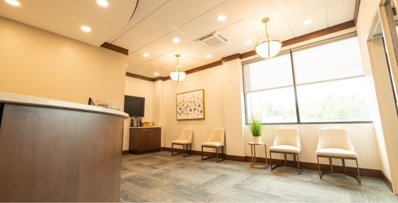 Open reception area at Blue Back Dental