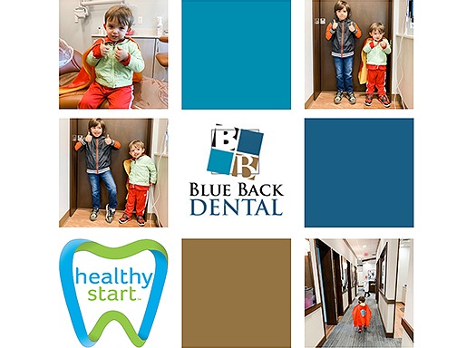 Collage of children being treated at Blue Back Dental